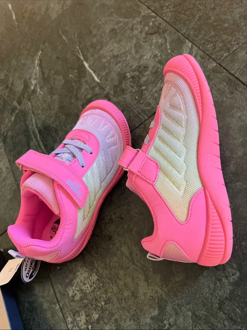 OshKosh B'gosh Bright Pink and Silver Hook-and-Loop Sneakers